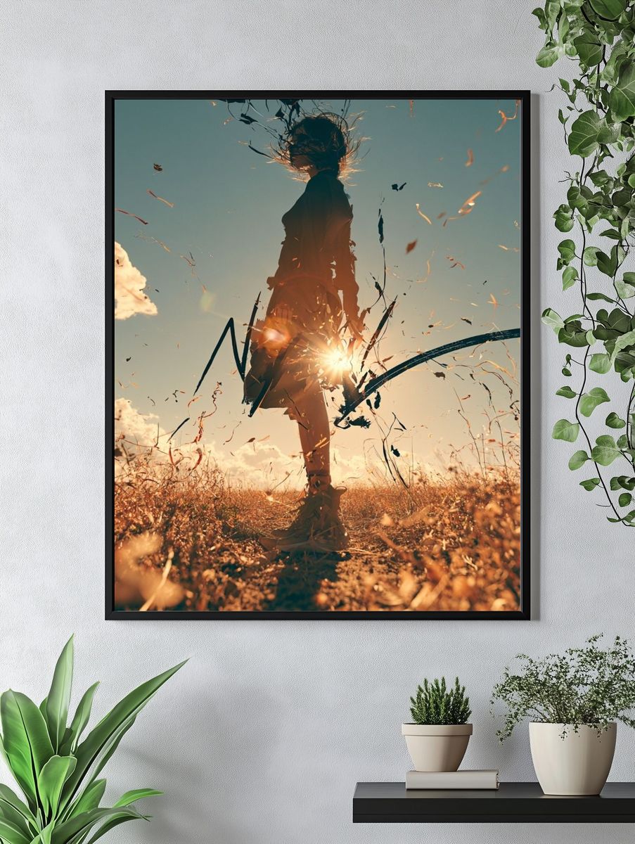 Silhouette in Golden Field Poster. — room view 4