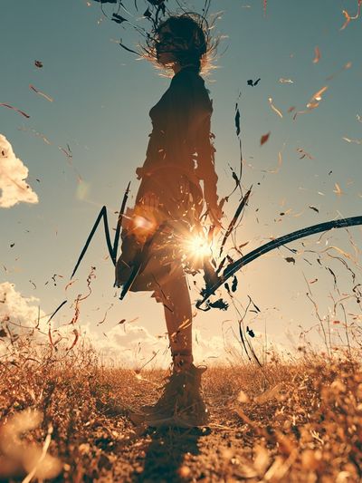 Silhouette in Golden Field Poster. poster