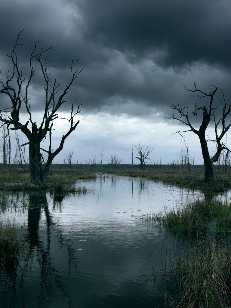 Stormy Wetland Trees Photography Poster. poster — photography art