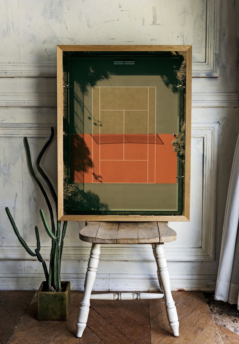Aerial Tennis Court Photography Poster. — room view 1