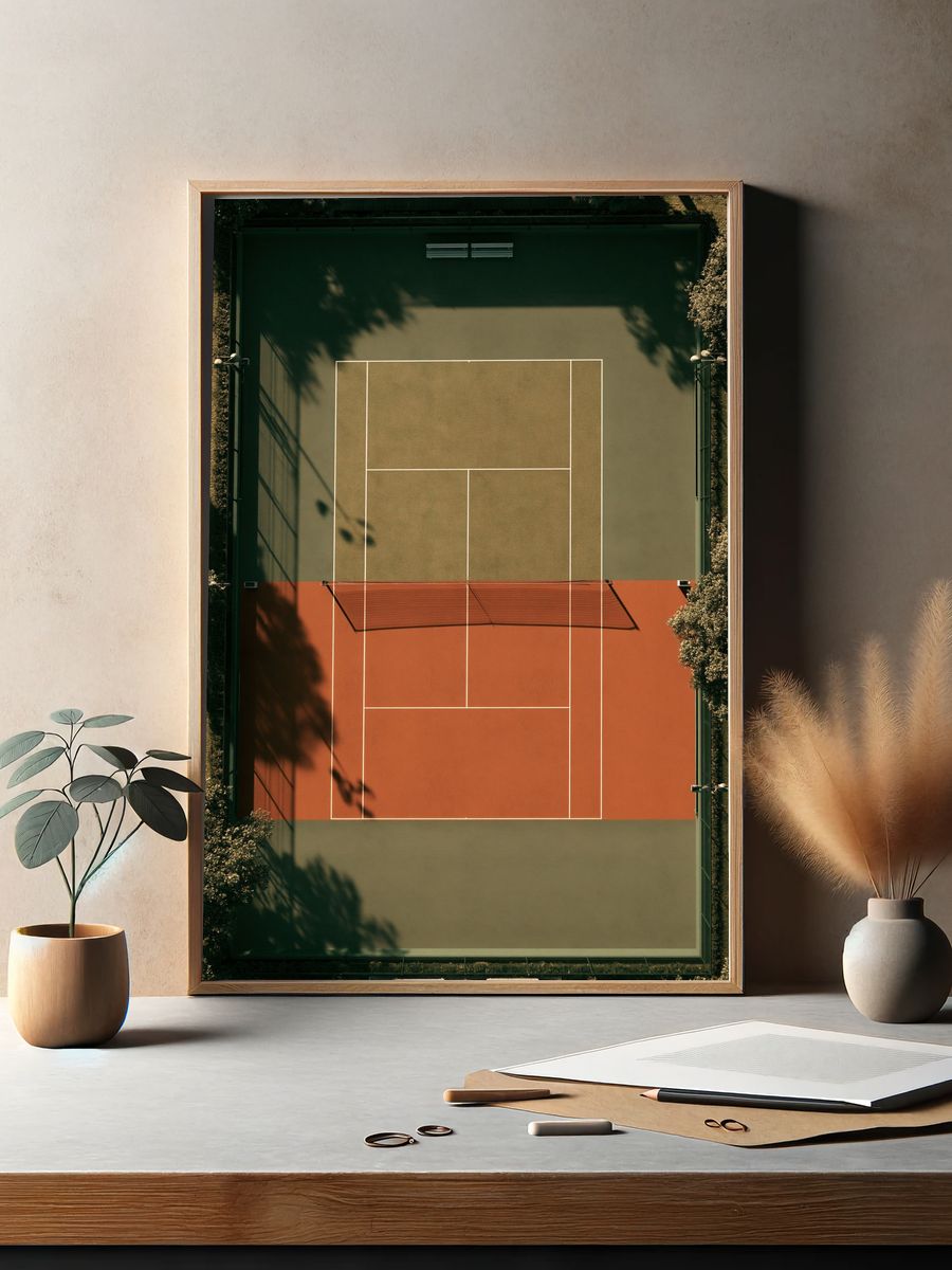 Aerial Tennis Court Photography Poster. — room view 2