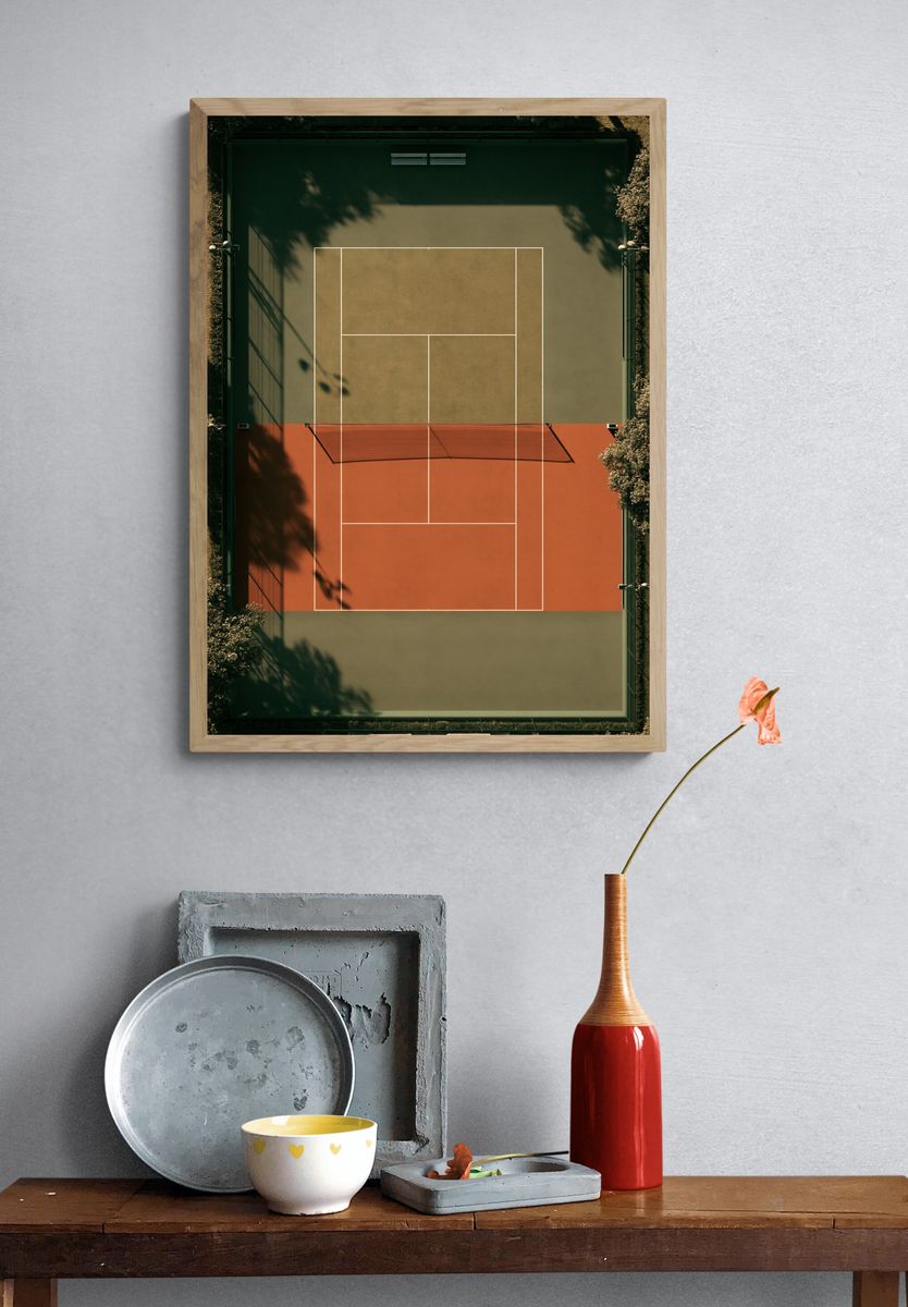 Aerial Tennis Court Photography Poster. — room view 3