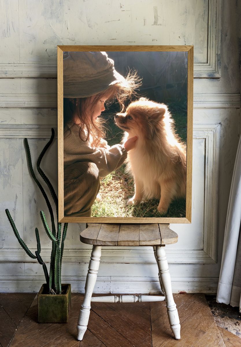 Girl and Dog Portrait Photography Poster. room preview