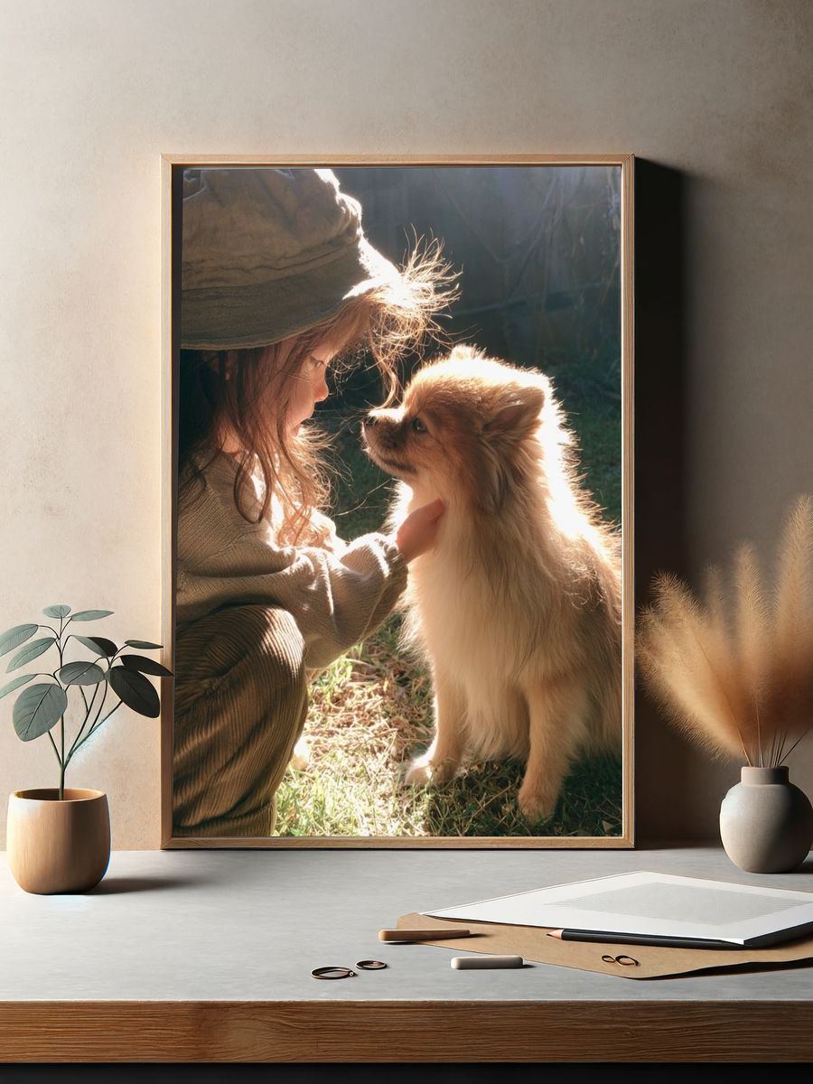 Girl and Dog Portrait Photography Poster. — room view 2
