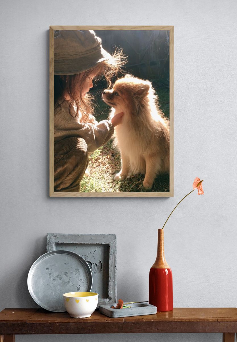 Girl and Dog Portrait Photography Poster. — room view 3