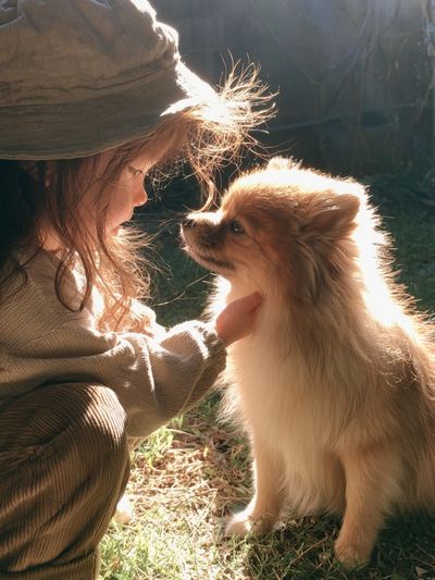 Girl and Dog Portrait Photography Poster.