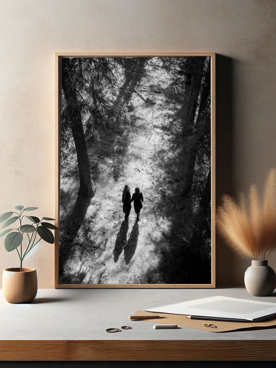 Forest Walk Black-White Poster. — room view 2