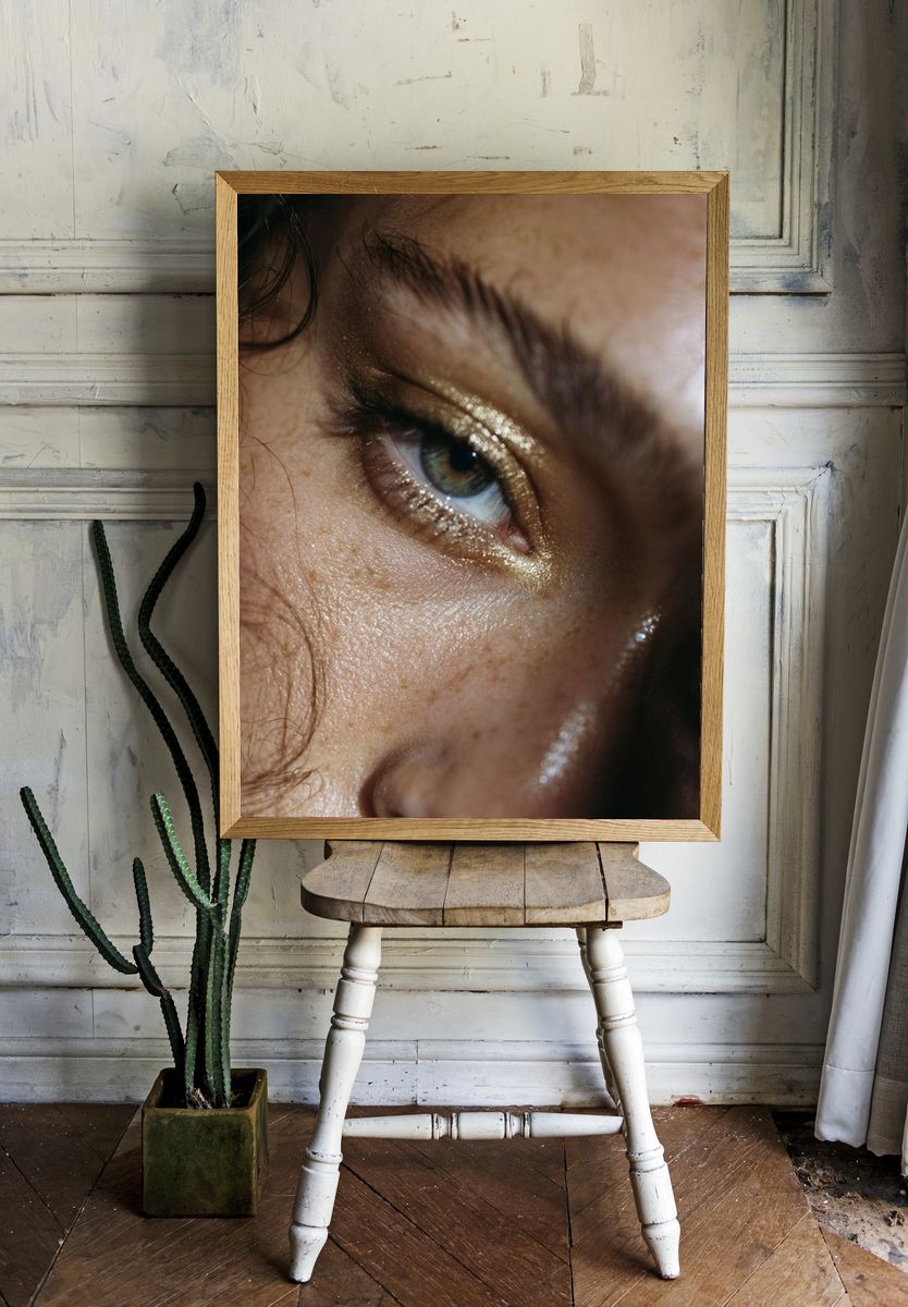 Golden Eye Portrait Print. room preview