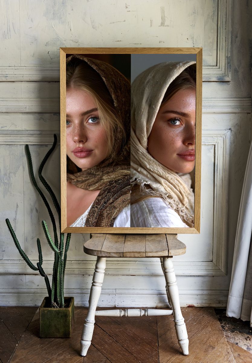 Dual Portrait Headscarf Photography Poster. — room view 1