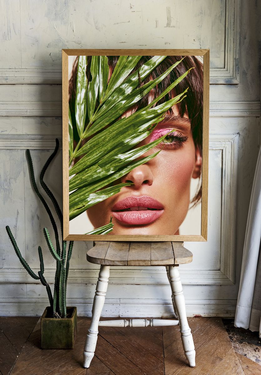 Palm Leaf Portrait Photography Poster. room preview