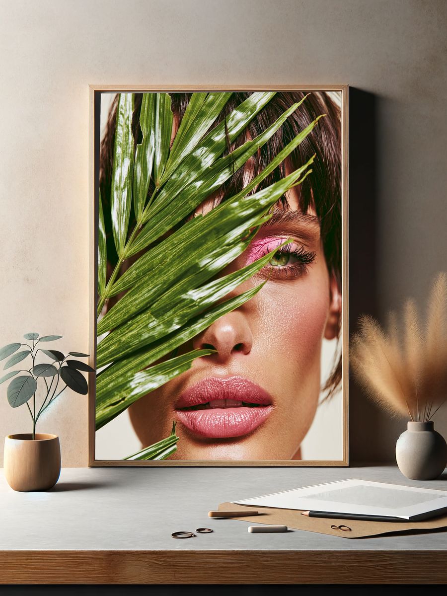 Palm Leaf Portrait Photography Poster. — room view 2