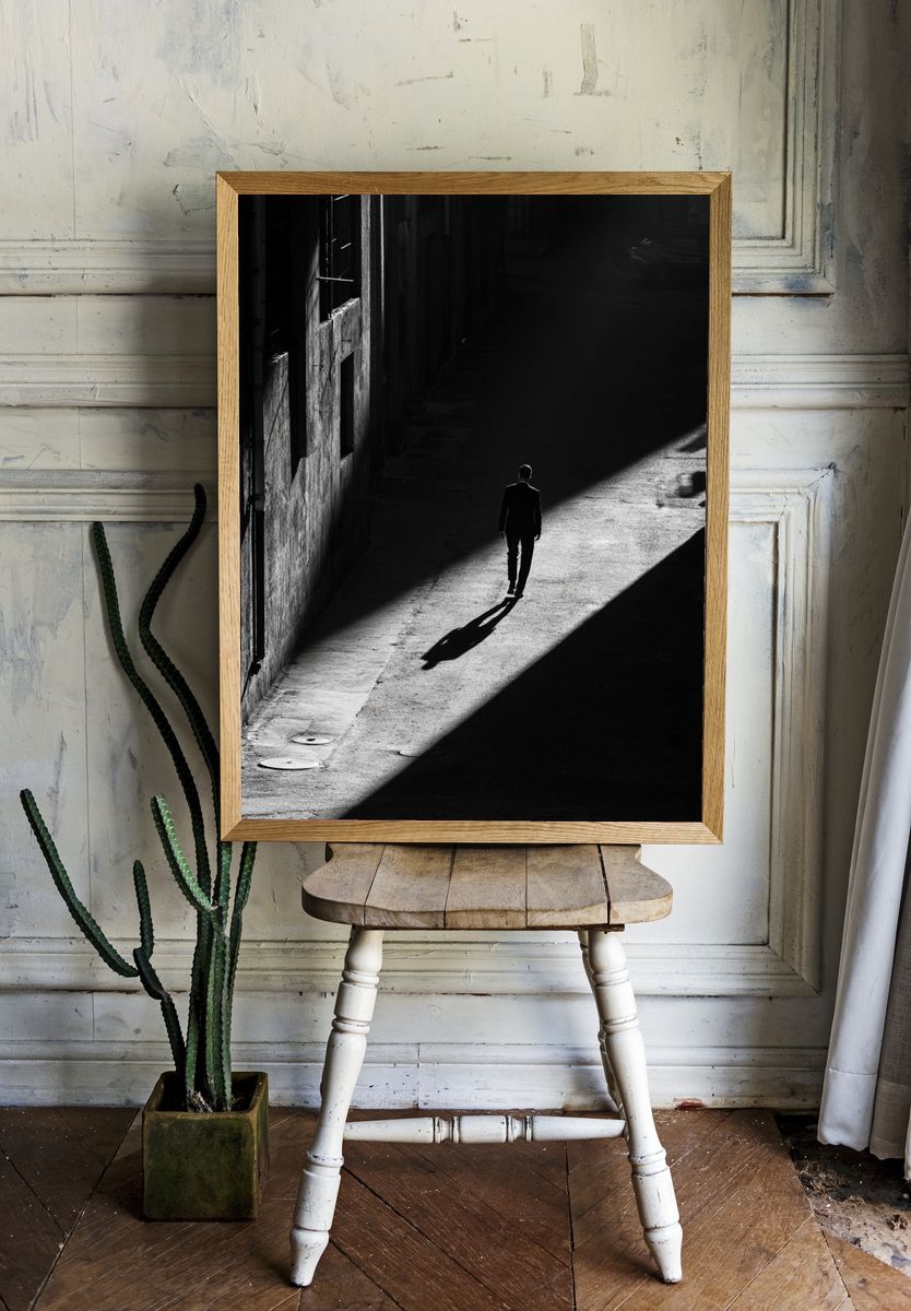 Solitary Alley Walker Photography Poster. room preview