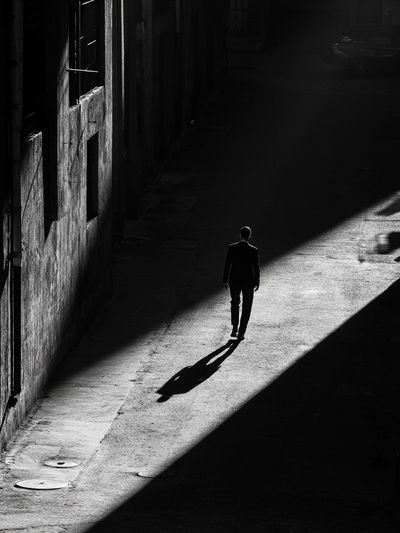 Solitary Alley Walker Photography Poster.