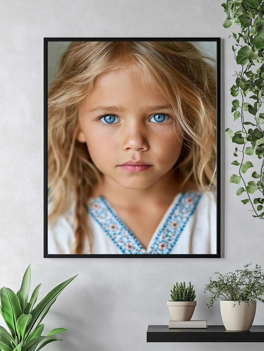 Blue-Eyed Child Portrait Print. — room view 4