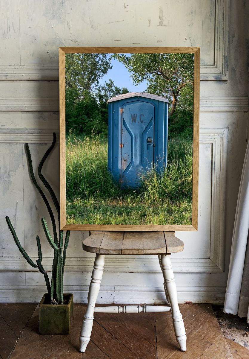 Blue Portable Toilet Photography Poster. room preview