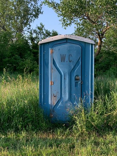 Blue Portable Toilet Photography Poster.