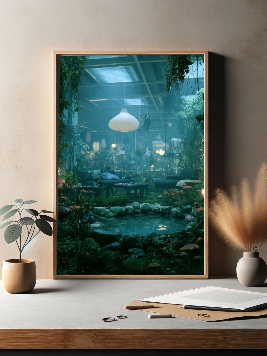 Indoor Jungle Oasis Photography Poster. — room view 2