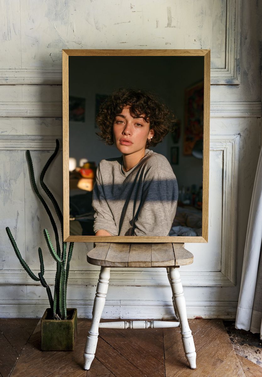 Curly Portrait Photography Poster. room preview