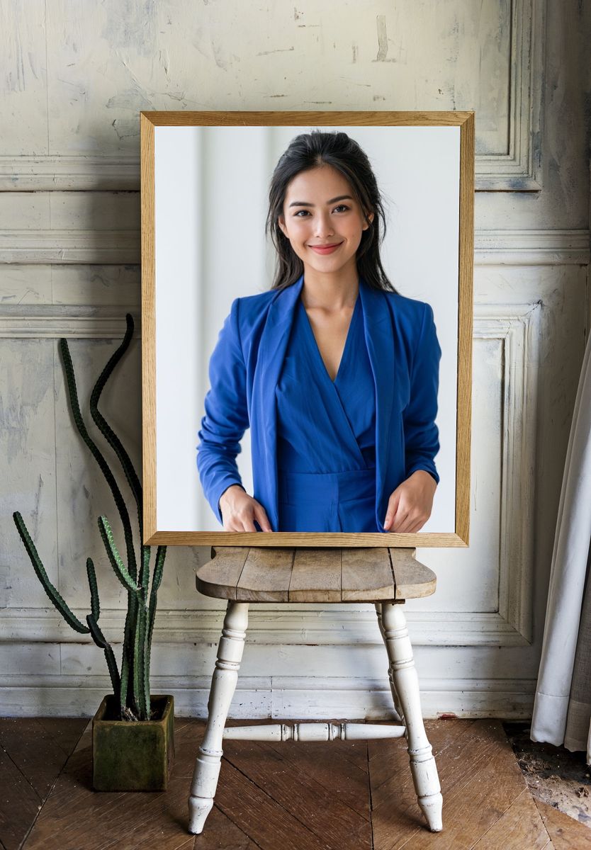 Blue Blazer Portrait Photography Poster. — room view 1