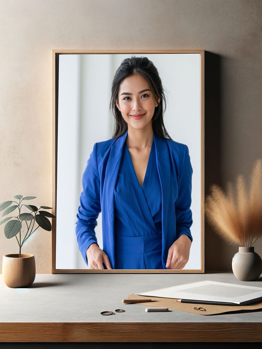 Blue Blazer Portrait Photography Poster. — room view 2
