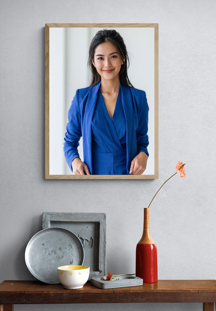 Blue Blazer Portrait Photography Poster. — room view 3