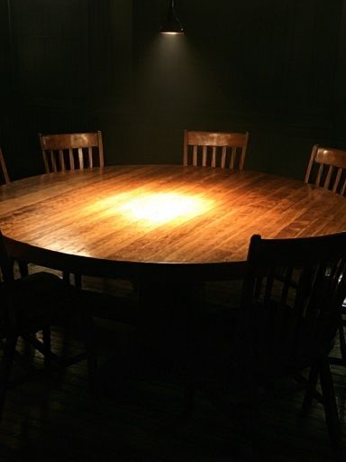 Dimly Lit Round Table Photography Poster. poster detail