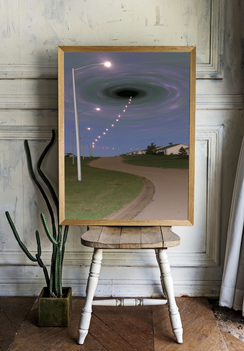 Surreal Streetlight Vortex Photography Poster. — room view 1