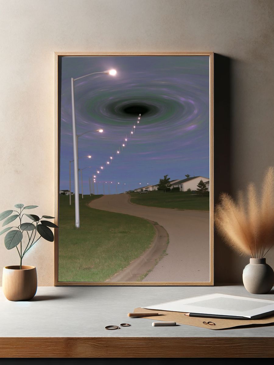 Surreal Streetlight Vortex Photography Poster. — room view 2