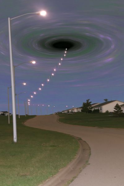 Surreal Streetlight Vortex Photography Poster.