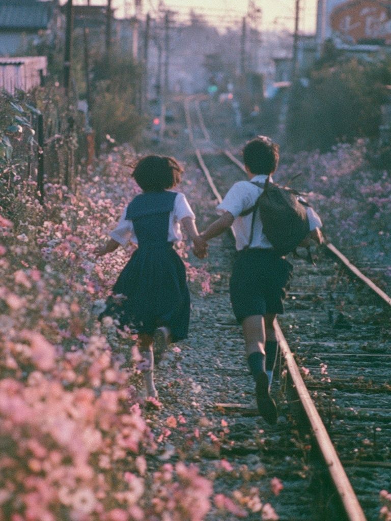 Children Running on Tracks Photography Poster. poster — photography art