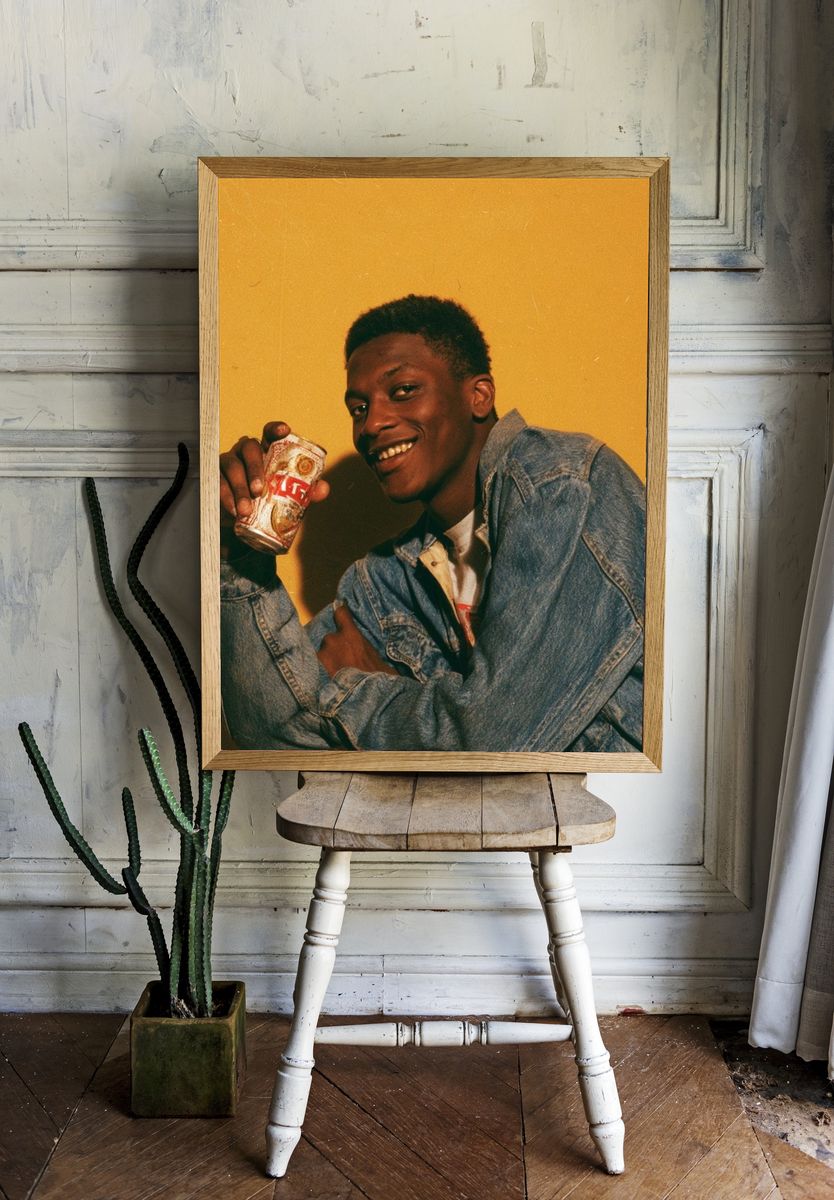 Smiling Portrait in Denim Poster. — room view 1