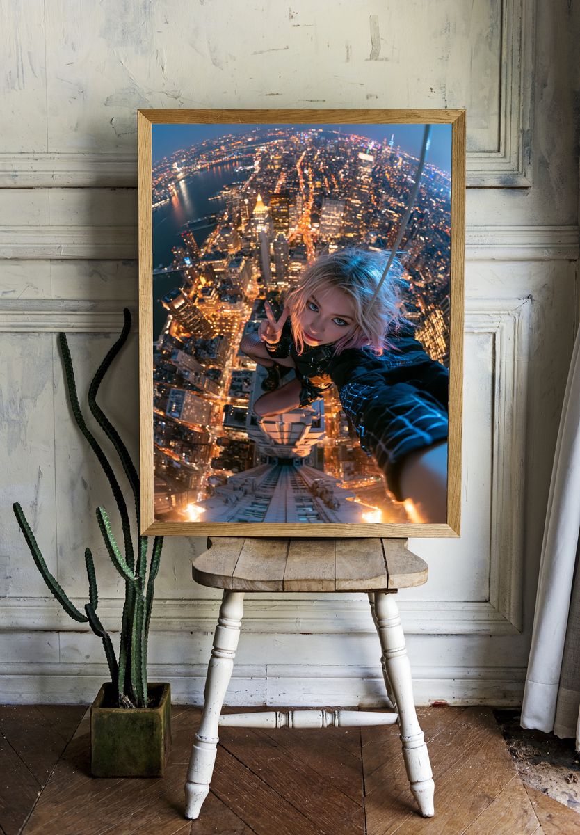 City Skyline Selfie Photography Poster. room preview