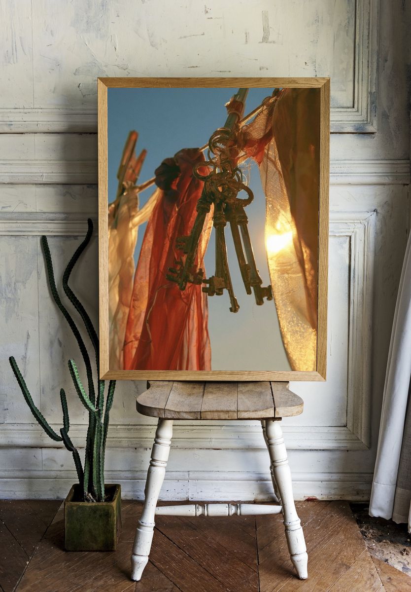 Prayer Flags at Sunset Photography Poster. — room view 1
