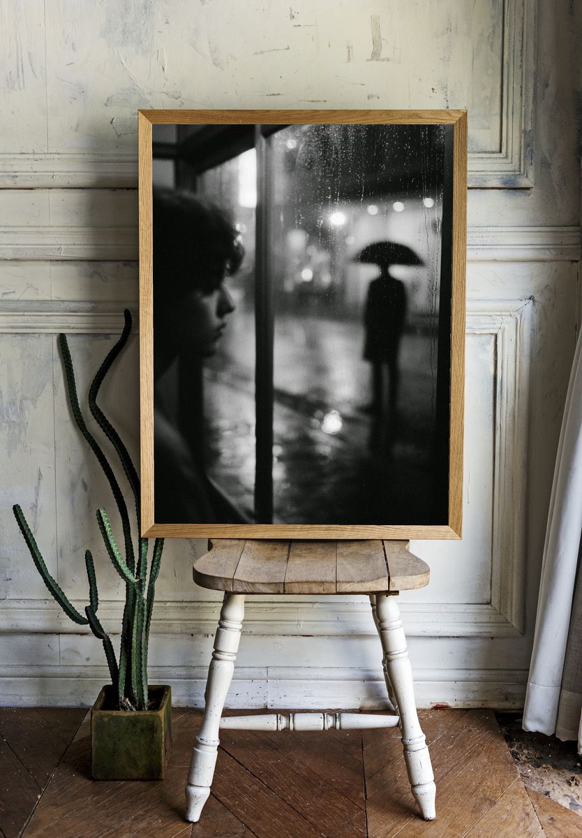 Rainy Night Silhouette Photography Poster. — room view 1