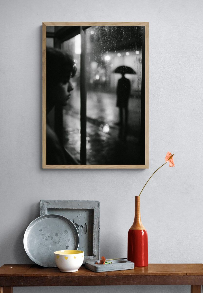 Rainy Night Silhouette Photography Poster. — room view 3