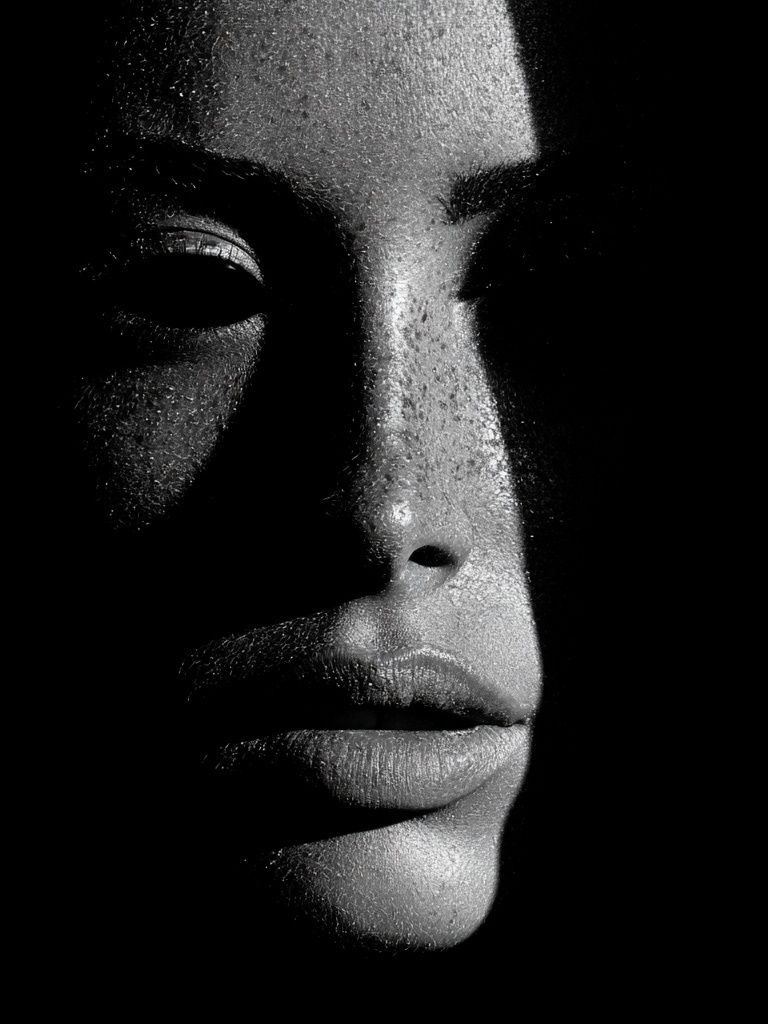 Monochrome Face Portrait Print. poster — photography art