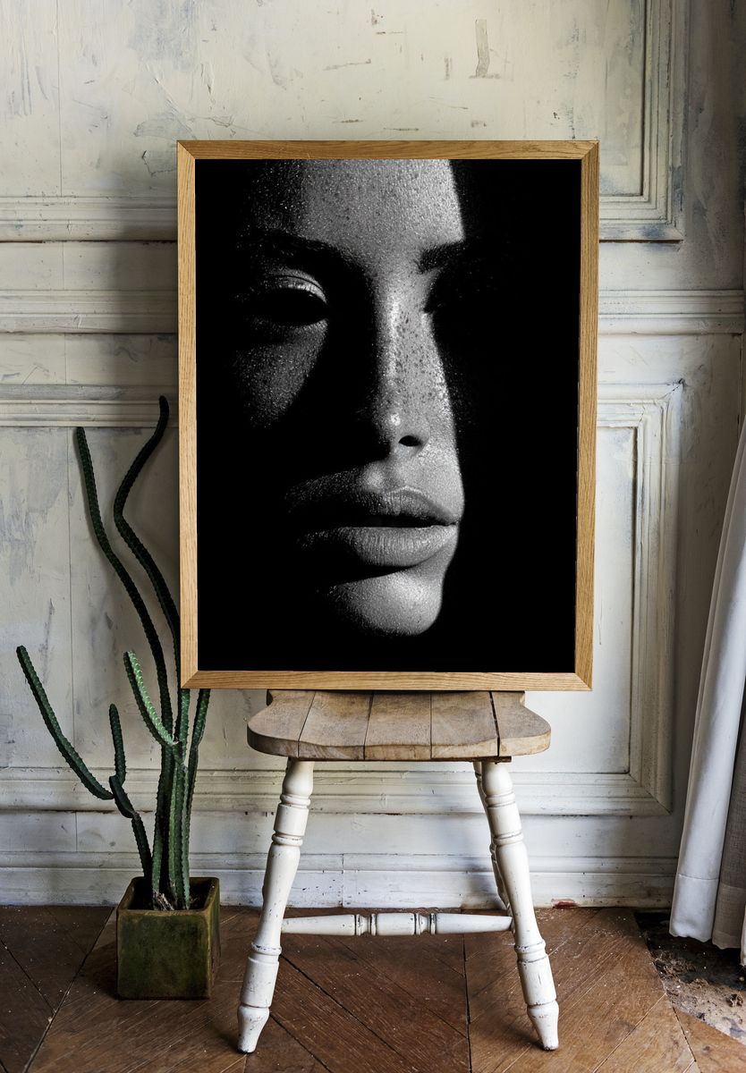Monochrome Face Portrait Print. room preview