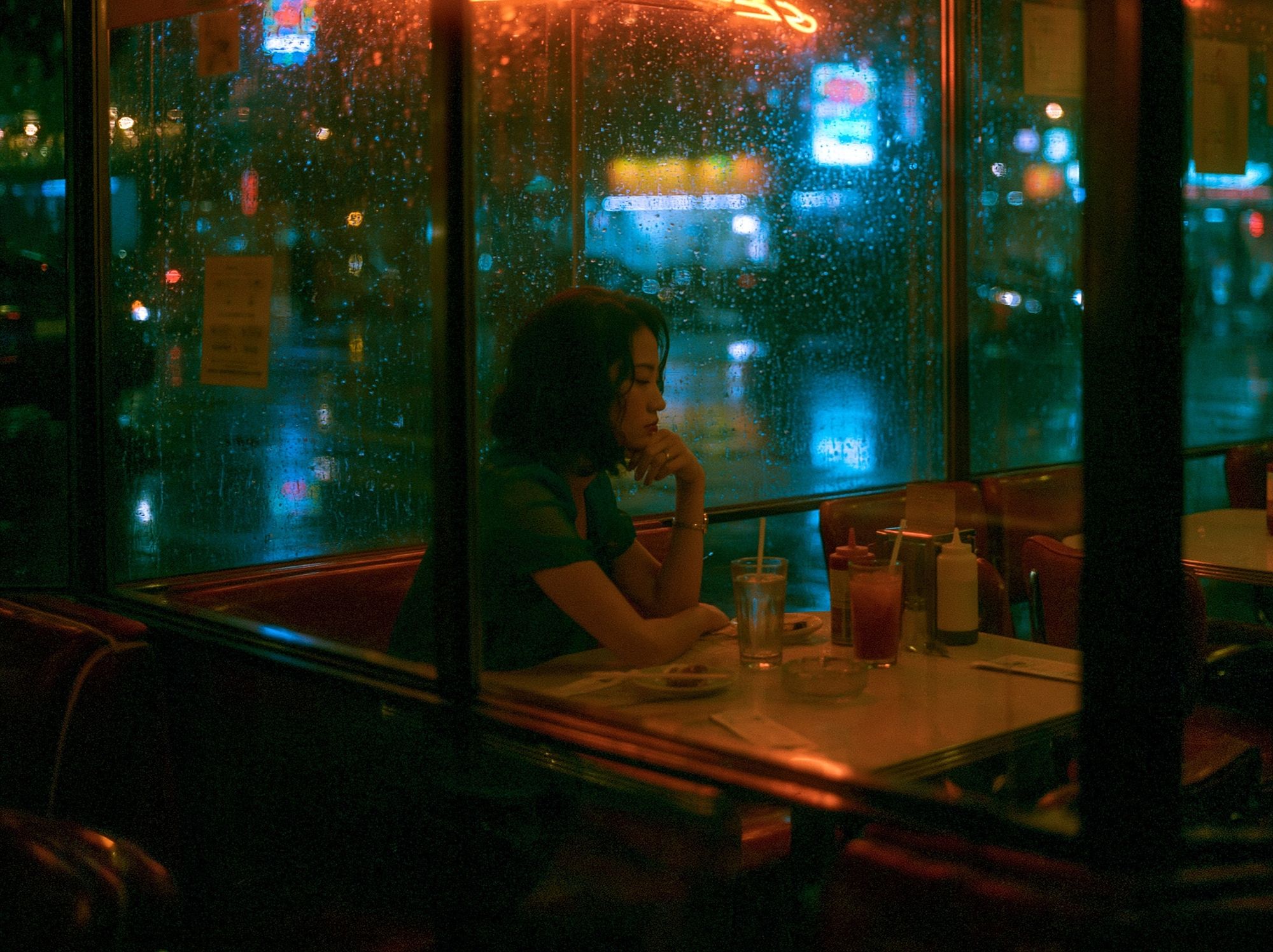 Rainy Diner Night Photography Poster. poster detail