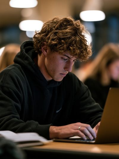 Focused Student Portrait Poster. poster