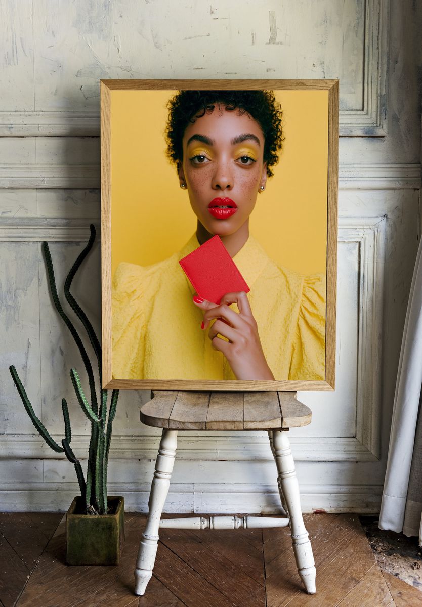 Yellow Portrait Fashion Poster. room preview