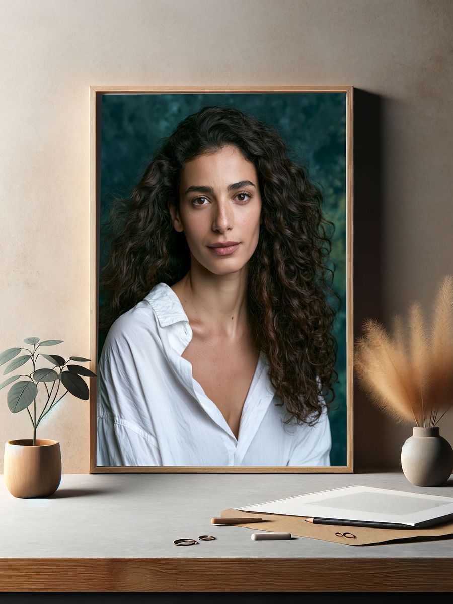 Curly-Haired Portrait Photography Poster. — room view 2