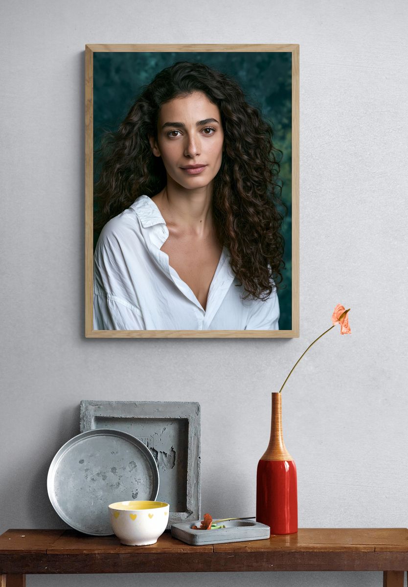 Curly-Haired Portrait Photography Poster. — room view 3