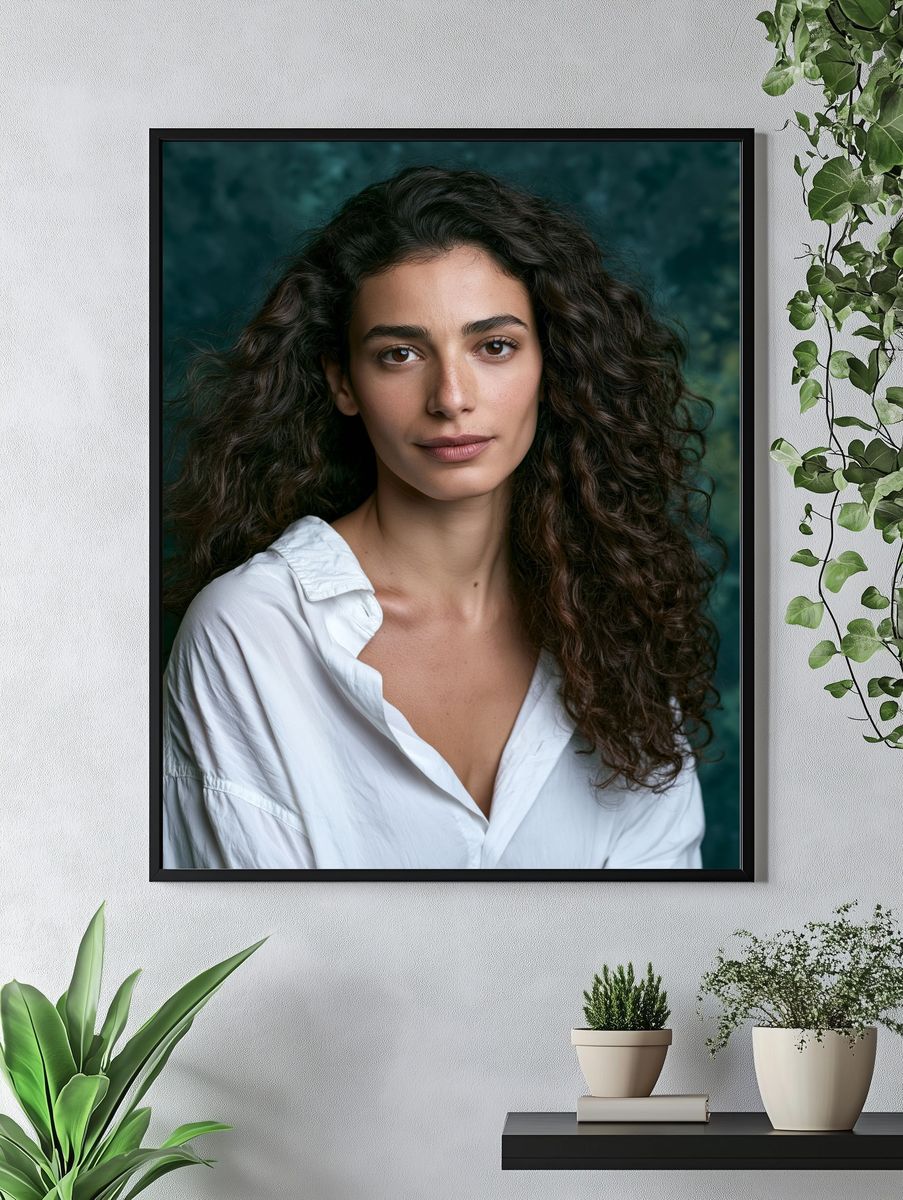Curly-Haired Portrait Photography Poster. — room view 4