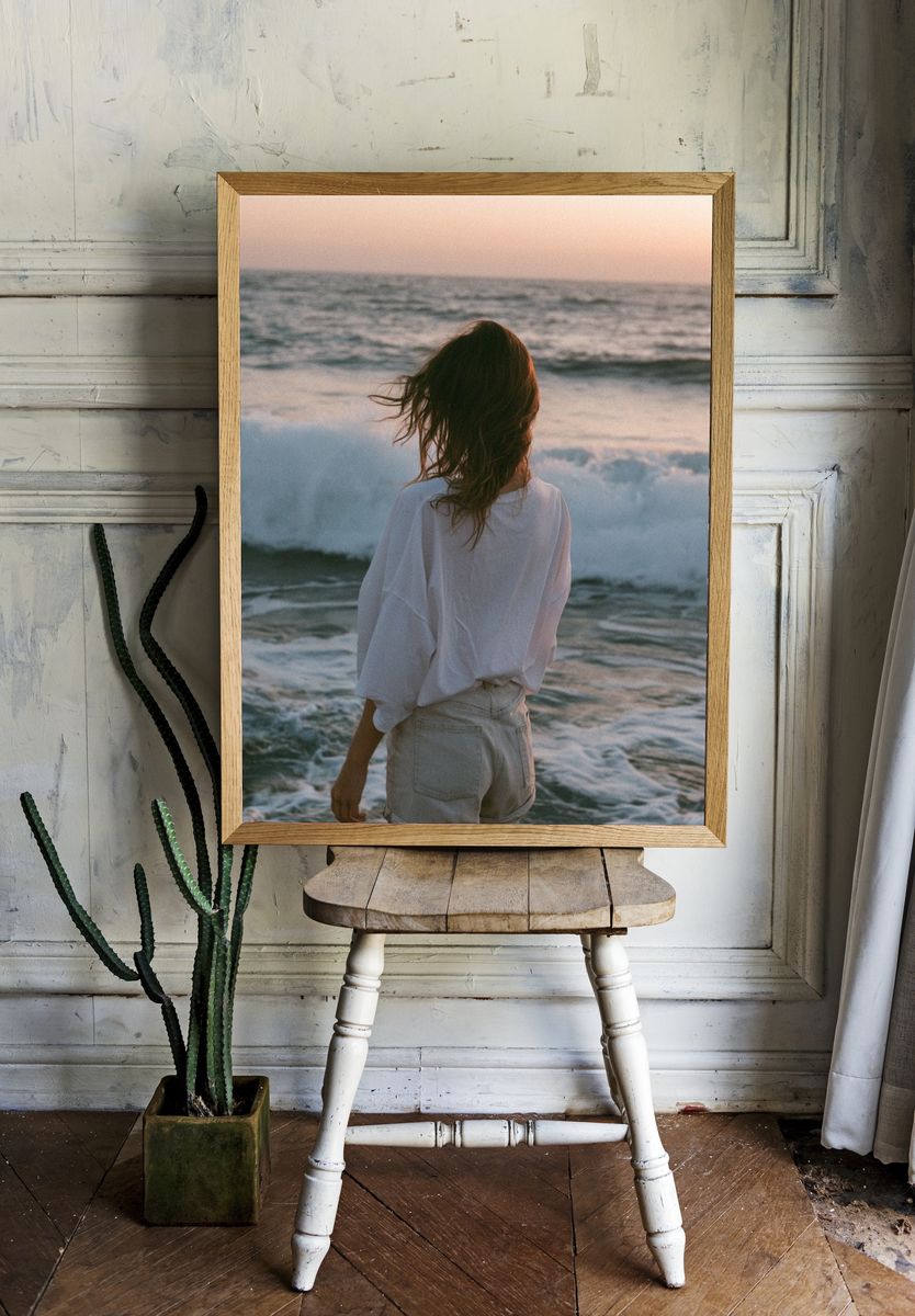 Woman at the Seashore Photography Poster. — room view 1