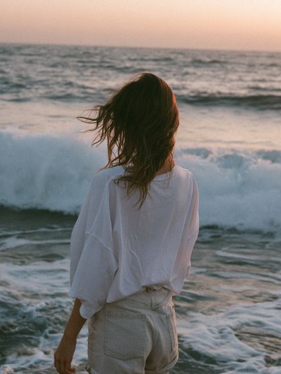 Woman at the Seashore Photography Poster.