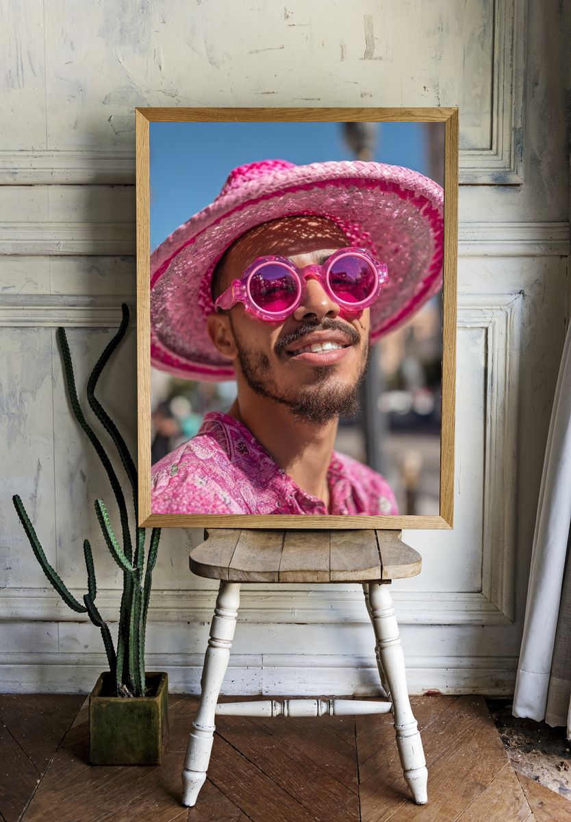Pink Street Portrait Photography Poster. — room view 1