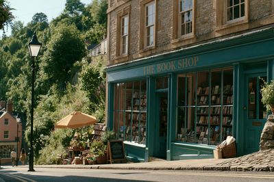 Quaint Bookshop Street Scene Poster.