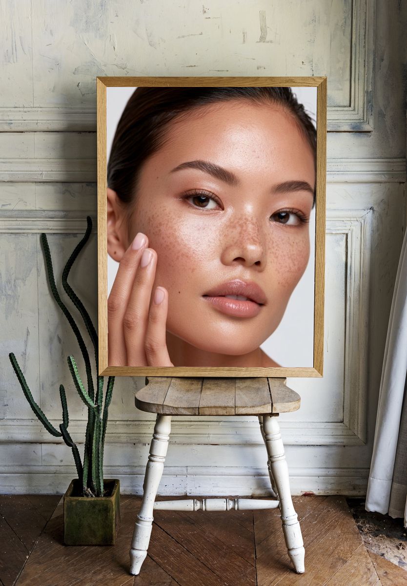 Freckled Beauty Portrait Poster. — room view 1