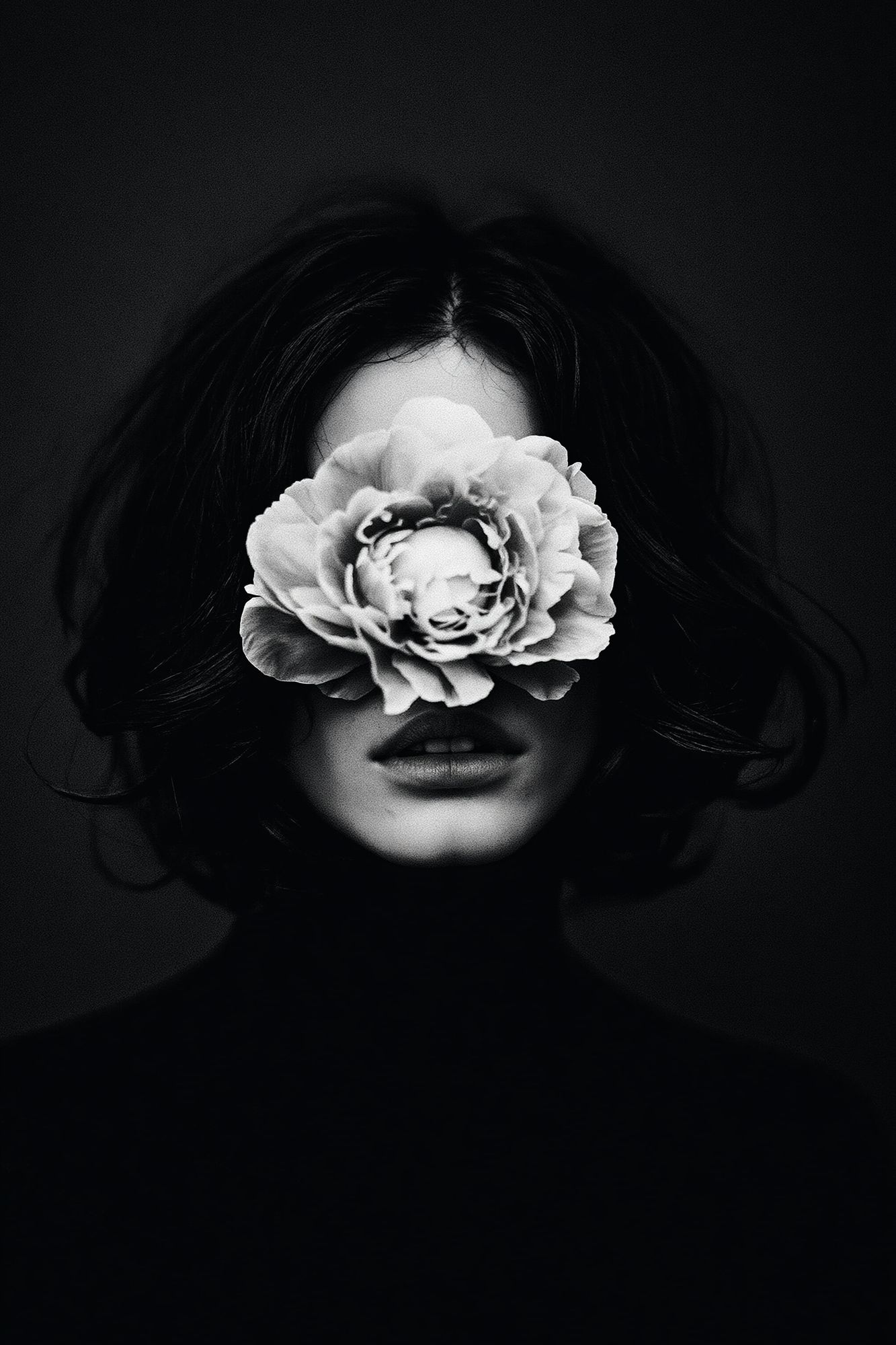 Floral Portrait Black-White Print. poster detail