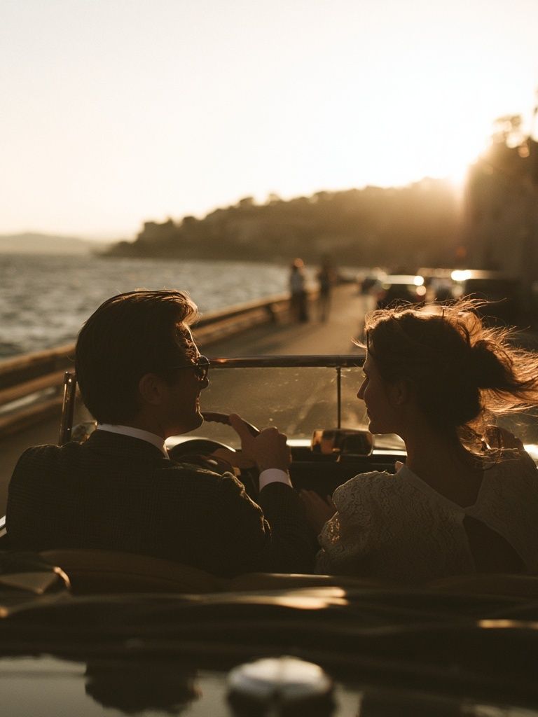 Sunset Drive Romance Photography Poster. poster detail